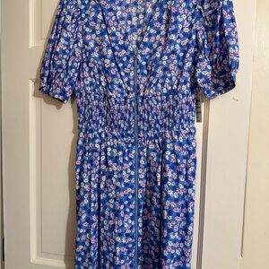 Chic Blue Floral Midi Dress